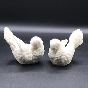 Vintage White Alabaster Love Birds by A. Santini Dove Figurine Sculptures Italy
